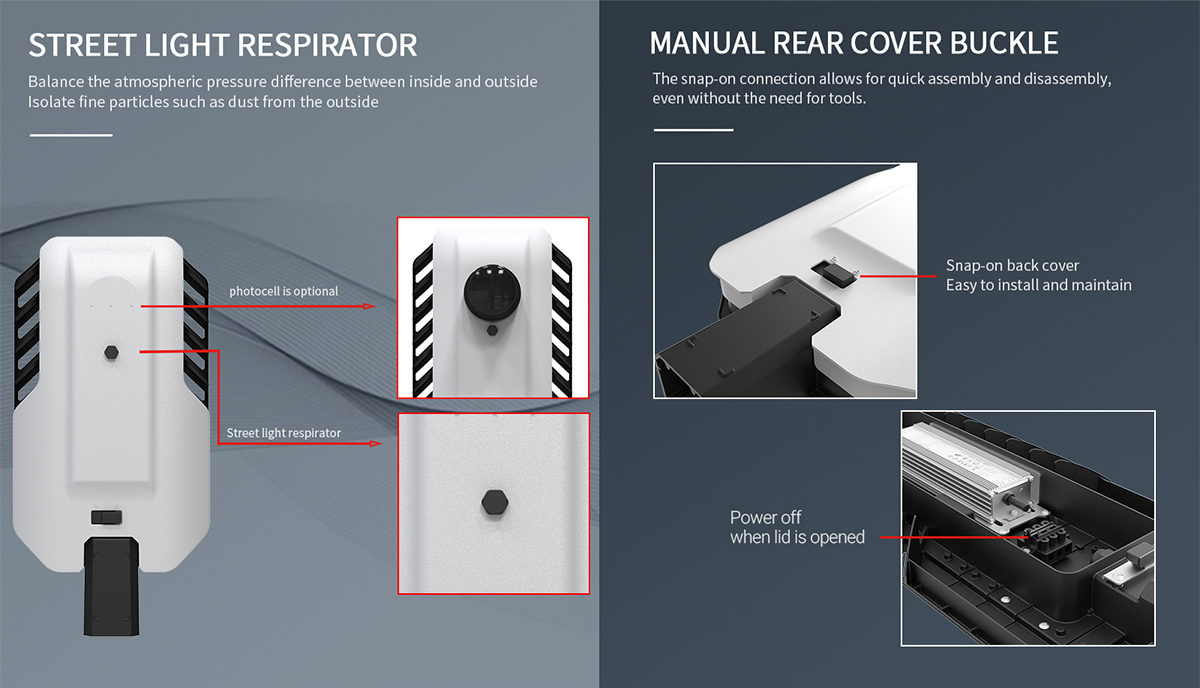 Free-tool maintenance 50W 100W 150W 200W Outdoor Glass optical lens LED Street light