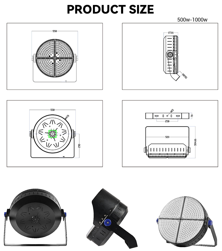 Aluminum 1200W led flood light modules design Ip65 outdoor football stadium light for sport field