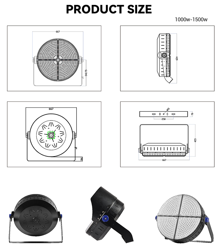 Aluminum 1200W led flood light modules design Ip65 outdoor football stadium light for sport field