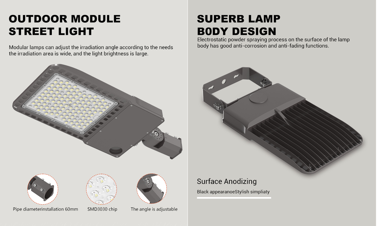 Integrated 300W LED Street Light Outdoor Aluminum Alloy IP65 Waterproof for Multiple Applications 150W