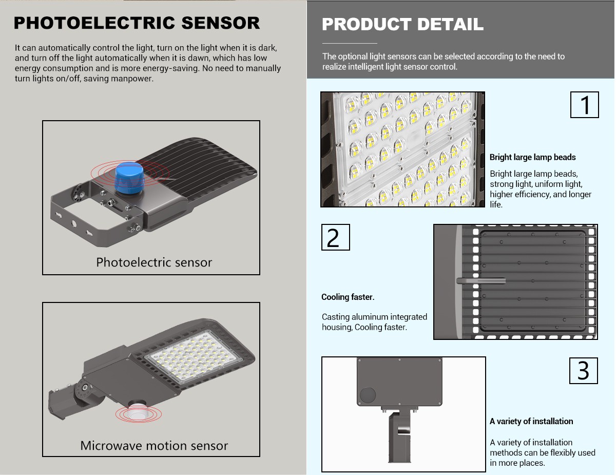 Integrated 300W LED Street Light Outdoor Aluminum Alloy IP65 Waterproof for Multiple Applications 150W